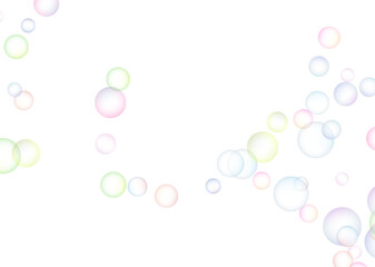 Soap bubbles randomly flew on a white background. Background design. Vector