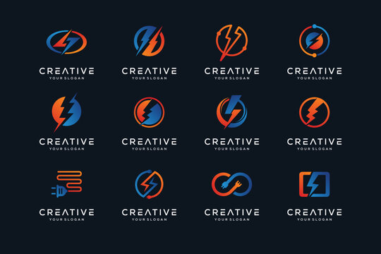 creative power electric logo design set