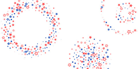 Falling confetti stars. Blue and pink stars on a white background. Festive background. Abstract texture on a white background. Design element. Vector illustration, eps 10.