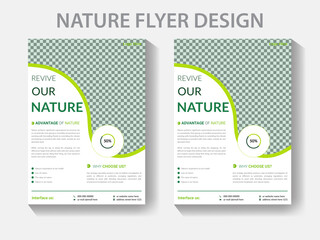 Nature environment gardening flyer design template. modern vector a4 size freshness advertisement poster layout