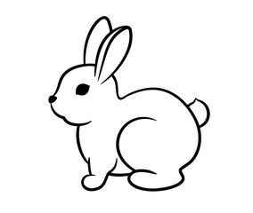 Fototapeta na wymiar Cute rabbit sitting outline sketch. Line drawing minimalism style. Little bunny isolated on white background line art doodle. Adorable little hare baby. Year of the rabbit vector illustration.