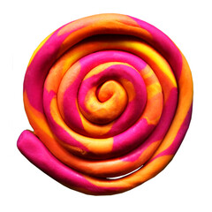 isolated plasticine rainbow spiral colorful element made of plasticine or clue