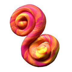 isolated plasticine rainbow spiral colorful element made of plasticine or clue