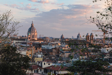 Fototapeta na wymiar Panoramic view of Rome. Skyline of old Roma city