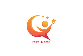 Take a Star Logo Design Template Vector. Reaching Stars Concepts. Creative Symbol