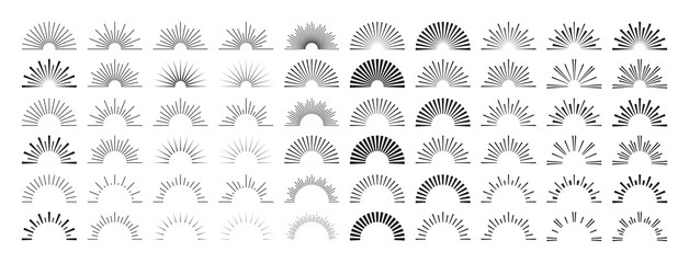 Set of Aesthetic Vintage Sunburst
