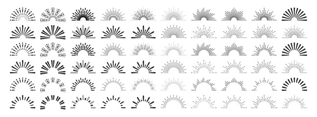 Fototapeta premium Set of Aesthetic Vintage Sunburst