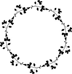 Decorative frame, wreath with flowers silhouette