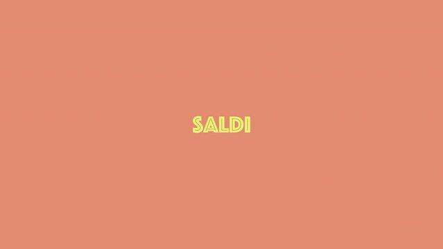 saldi, sale, illustration of an background with text. text yellow and background orange