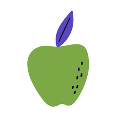 Cartoon Design Food Element. Hand Drawn Apple