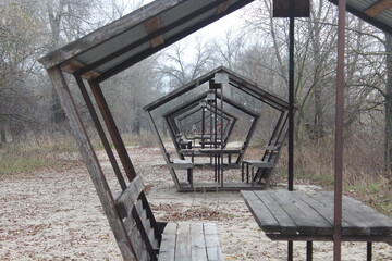 Gazebos on the Trukhaniv island