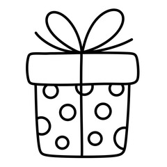 Christmas gift box line icon.