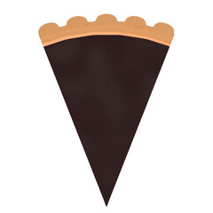 3d rendering illustration of a stylized slice of chocolate tart