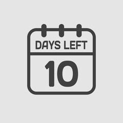 Countdown daily page calendar icon - 10 days left