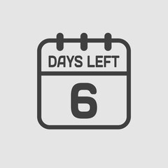 Countdown daily page calendar icon - 6 days left