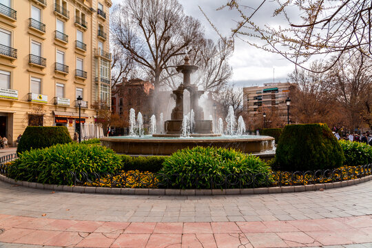 Las Batallas Fountain at the Plaza del Campillo in Granada, Spain