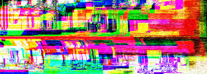 Glitch camera effect. Retro VHS background. Old video template. No signal. Static TV noise, bad TV signal.