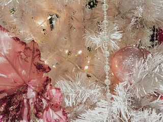 pink and white christmas decorations 