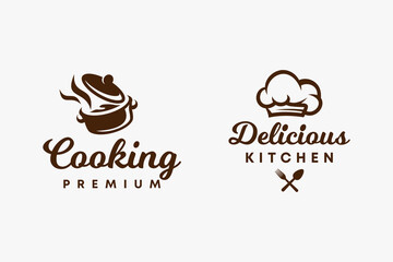 Chef cooking bakery logo premium