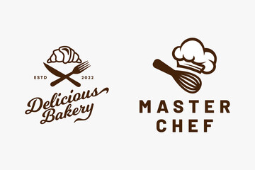 Chef cooking bakery logo premium