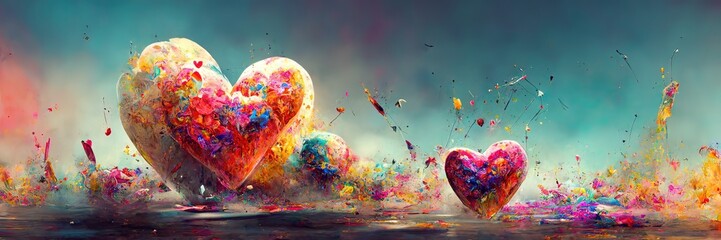 Obraz na płótnie Canvas Abstract colorful heart spllater.