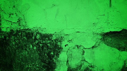 Old wall background in dark green tones, Close up of cracked old cement texture. Scratched walls or road material.
