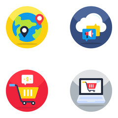 Pack of Marketing and Commerce Flat Icons 