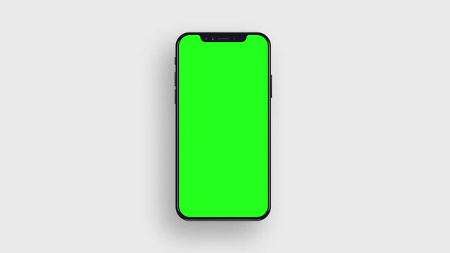 Mobile Phone Blank Mockup on white background. Green Screen Smartphone moving Horizontally with copy space. UI Design, Branding Identify and Phone Advertising Video