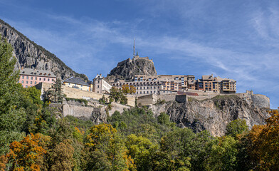 View of the impressive Vauban Citadel, the Old Town and the Castle Fort on the top, as seen from...