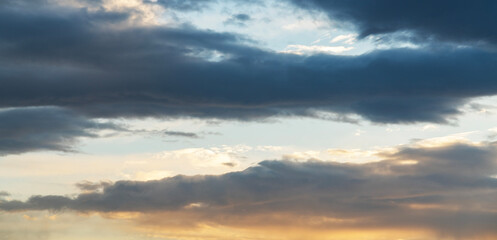 Beautiful sunset sky with clouds. Sunset sky background.