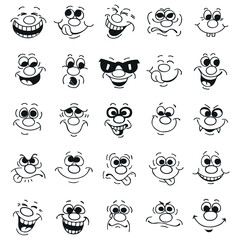 Funny cartoon emotional faces set for comics design.