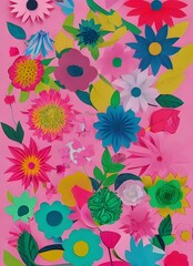 A piece of white paper is cut into the shape of a flower. The petals are then colorful pieces of paper that are glued on top.