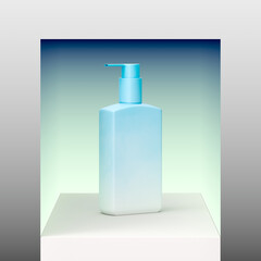 Blue liquid dispenser on the bright background. 3d rendering