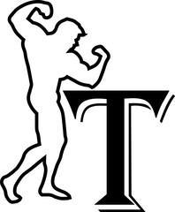 logo vector of men  athlete with letter T.