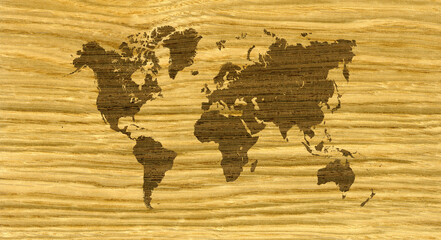 Wenge and Oak World Map