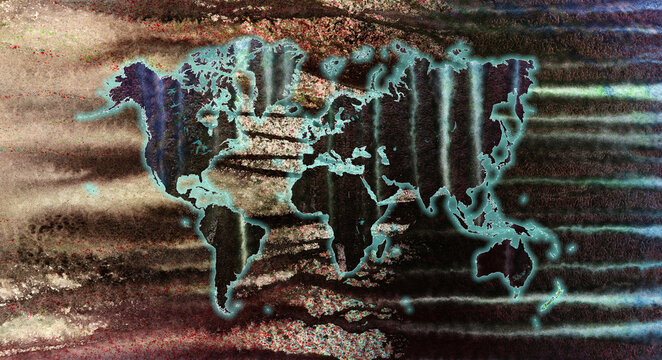 Acrylic Ink World Map
