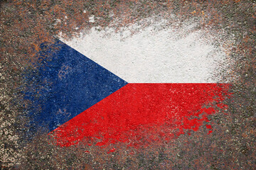 Flag of Czech. Flag is painted on a rusty surface. Rusty background