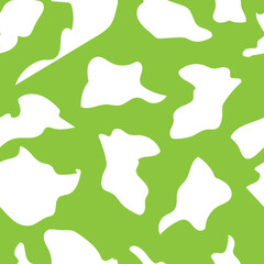 Seamless pattern with white hand drawn shapes on light green background. Vector illustration for fabric, textile, cover, background