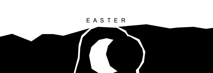 Open entrance to the tomb. Easter illustration.