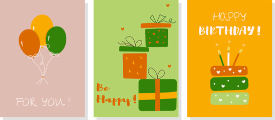 Happy birthday greeting card and party invitation templates. Vector illustration