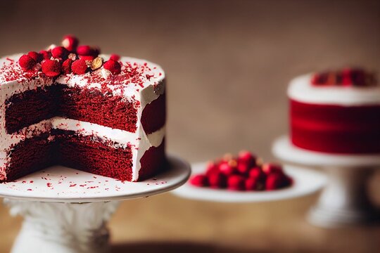 3D rendering of  delicious red velvet cake