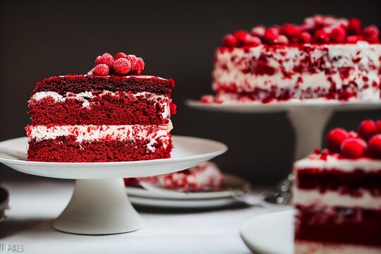 3D rendering of  delicious red velvet cake