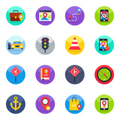 Pack of Map and Navigation Flat Icons 


