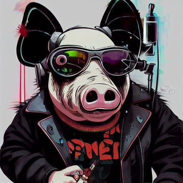 Cyberpunk pig (deaf buda legion support the fight against animal cruelty)