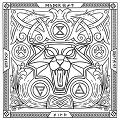 Set of banners in Celtic style.Banners with animal muzzle.