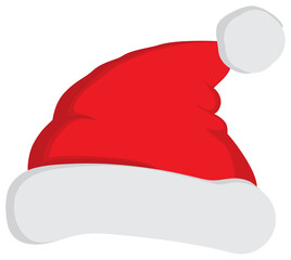 Santa Claus red hat cut. Santa cap, Santa red hat isolated on white. New Year 2023 santa red hat . Santa head hat illustration. Santa Christmas hat decoration illustration
