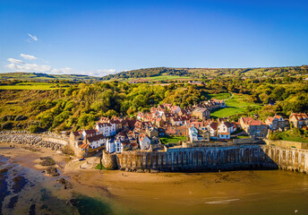 A view of Robin Hood's Bay, a picturesque old fishing village on the Heritage Coast of the North...