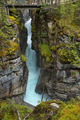 Fototapeta na wymiar View of the depth of Maligne Canyon in Jasper National Park,Alberta,Canada,North America 