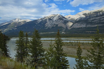 View of Athabasca River from Yellowhead Highway in Jasper National Park,Alberta,Canada,North America
