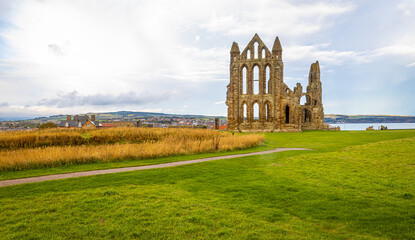 Fototapeta na wymiar Morning view of Whitby, a seside city overlooking the North Sea in North Yorkshire, England